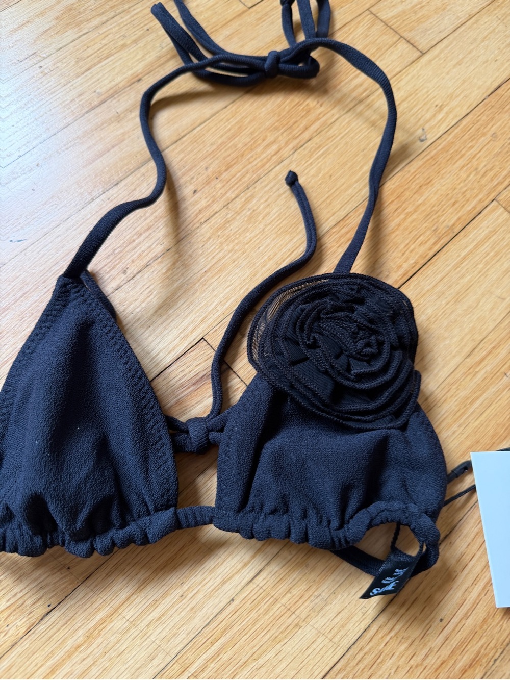 Same Los Angeles bikini rose rosette 2 piece set swimsuit black - Picture 3 of 5